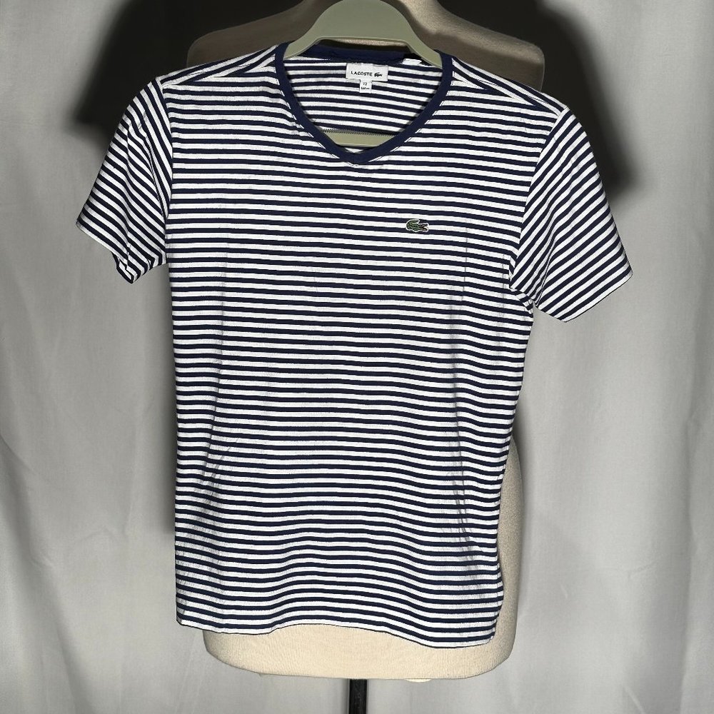 Boys Size 12 Lacoste Striped Short Sleeve Shirt